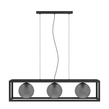 Eglo - Candeeiro suspenso 3xE27/40W/230V fumado/preto