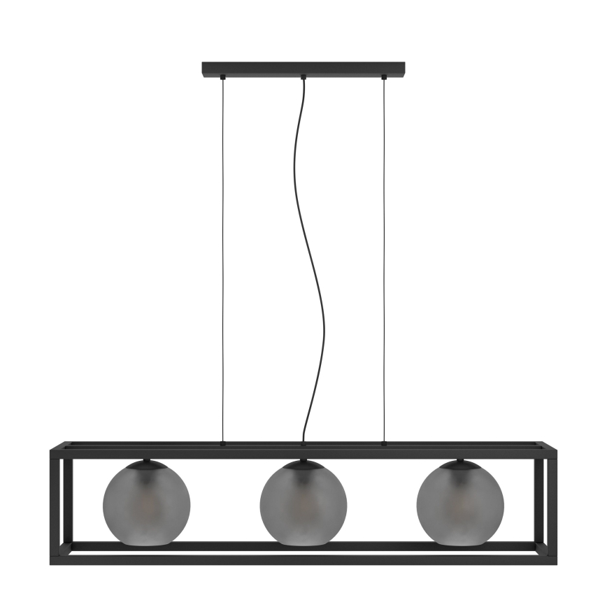 Eglo - Candeeiro suspenso 3xE27/40W/230V fumado/preto
