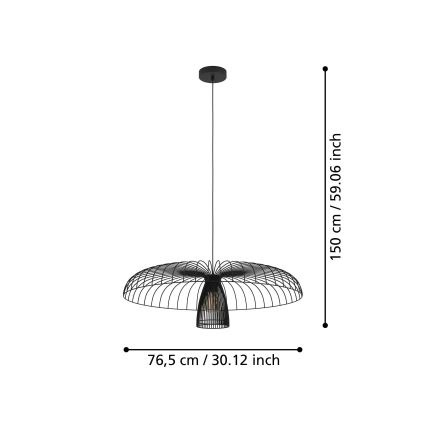 Eglo - Candeeiro suspenso 1xE27/60W/230V diâmetro 77 cm preto