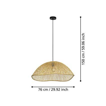 Eglo - Candeeiro suspenso 1xE27/40W/230V diâmetro 72 cm bambu