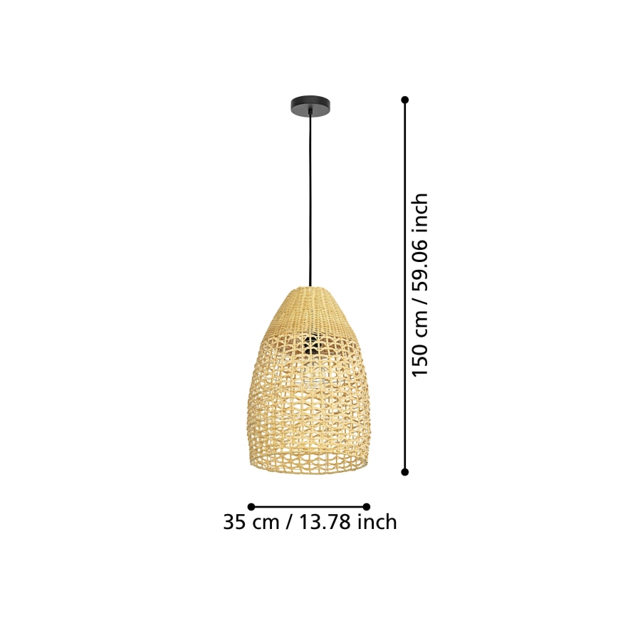 Eglo - Candeeiro suspenso 1xE27/40W/230V diâmetro 35 cm bambu
