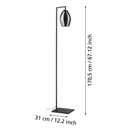 Eglo - Candeeiro de chão 1xE27/40W/230V fumado