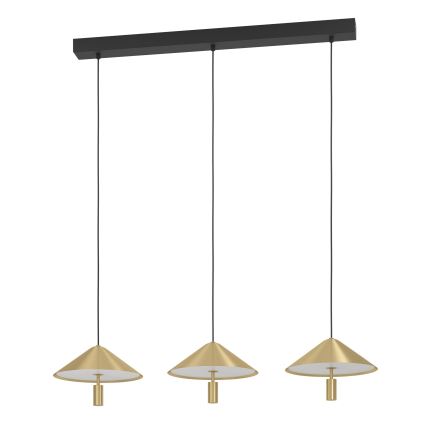 Eglo - Candeeiro suspenso LED com regulação 3xLED/12W/230V 3000K dourado