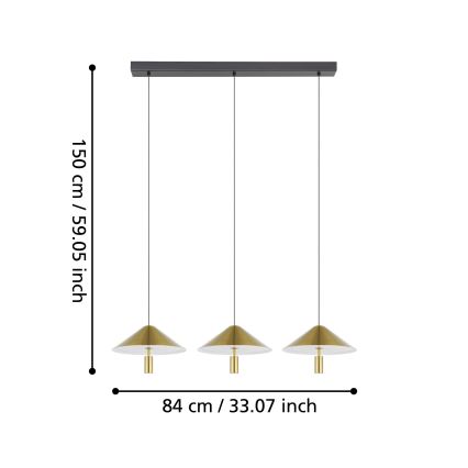 Eglo - Candeeiro suspenso LED com regulação 3xLED/12W/230V 3000K dourado