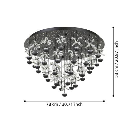 Eglo - Luminária de teto LED dimerizável 43xLED/1,8W/230V 3000K preta