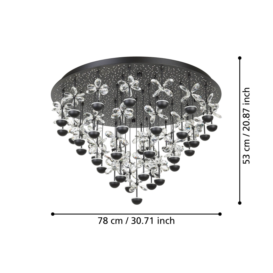 Eglo - Luminária de teto LED dimerizável 43xLED/1,8W/230V 3000K preta