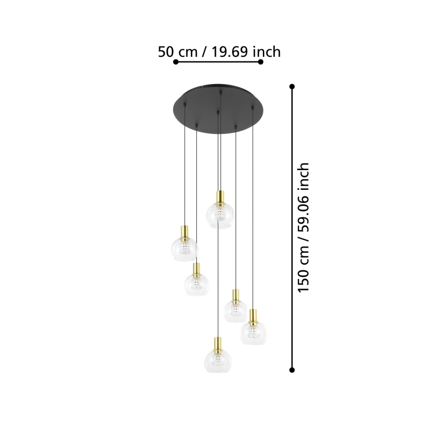 Eglo 390279 - Candeeiro suspenso LED com regulação 6xLED/5,4W/230V 3000K diâmetro 54 cm dourado