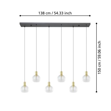 Eglo - Candeeiro suspenso LED com regulação 6xLED/5,4W/230V 3000K dourado