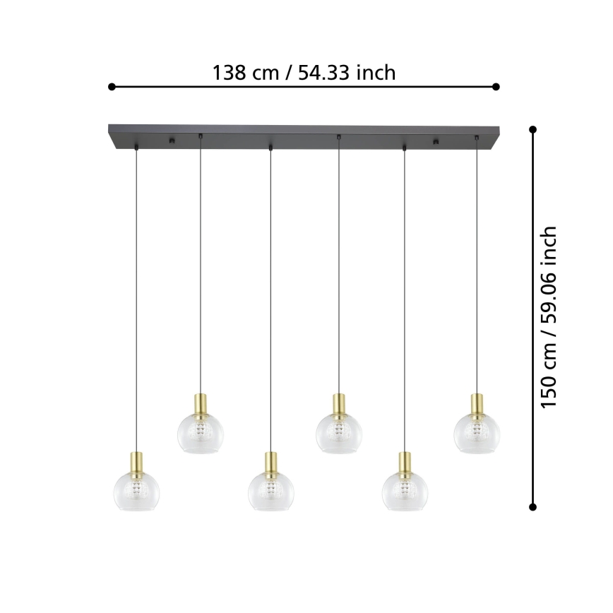 Eglo - Candeeiro suspenso LED com regulação 6xLED/5,4W/230V 3000K dourado