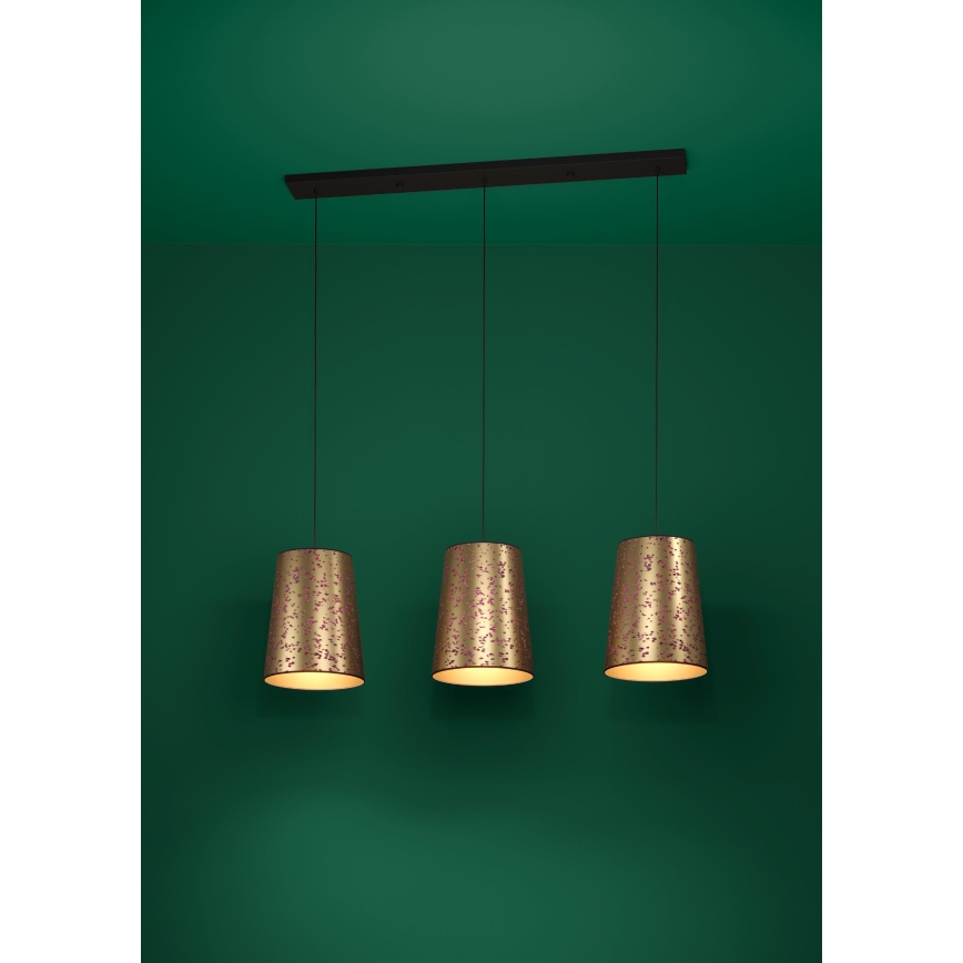 Eglo - Candeeiro suspenso 3xE27/25W/230V dourado/rosa
