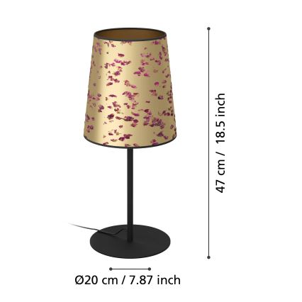 Eglo - Candeeiro de mesa 1xE27/25W/230V dourado/rosa