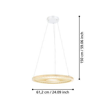 Eglo - Candeeiro suspenso LED com regulação LED/36W/230V 4000K bege