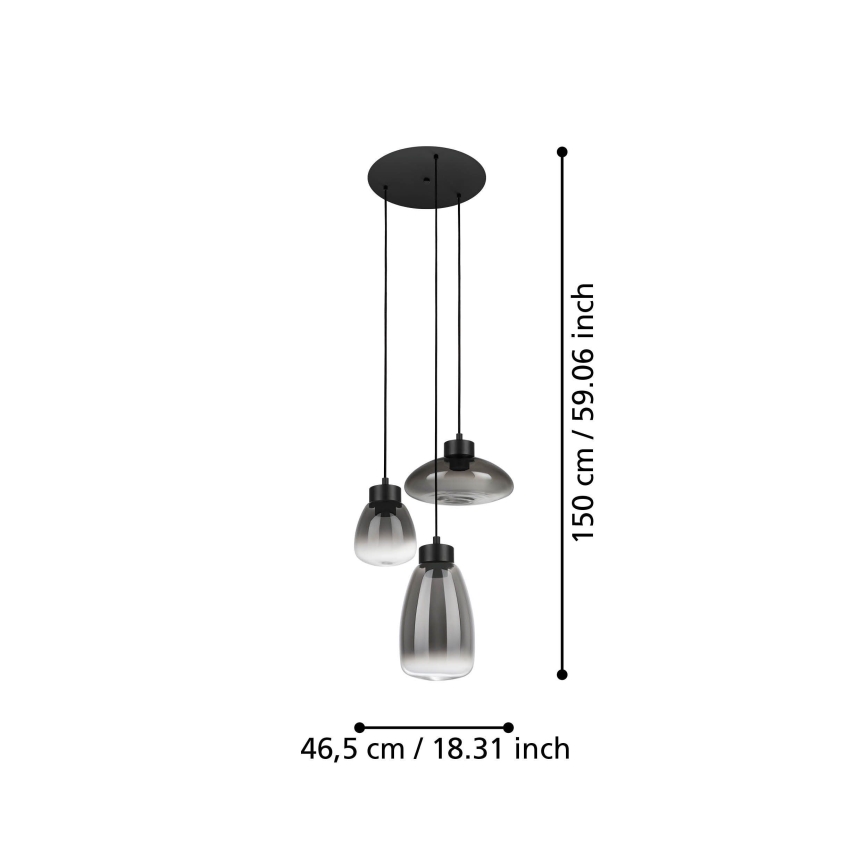Eglo - Candeeiro suspenso LED com regulação 3xLED/5,4W/230V 2700K fumado