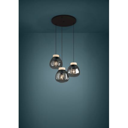 Eglo - Candeeiro suspenso 3xE27/40W/230V fumado