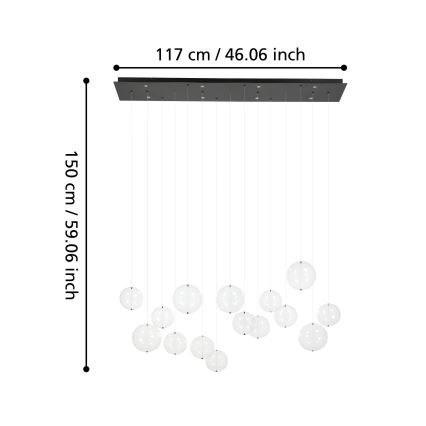 Eglo - Candeeiro suspenso LED com regulação 8xLED/4,2W/230V 3000K transparente