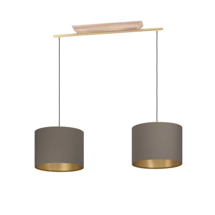 Eglo - Candeeiro suspenso 2xE27/40W/230V castanho/dourado