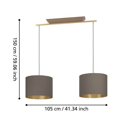 Eglo - Candeeiro suspenso 2xE27/40W/230V castanho/dourado