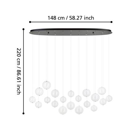 Eglo - Candeeiro suspenso LED com regulação 8xLED/4,2W/230V 3000K transparente