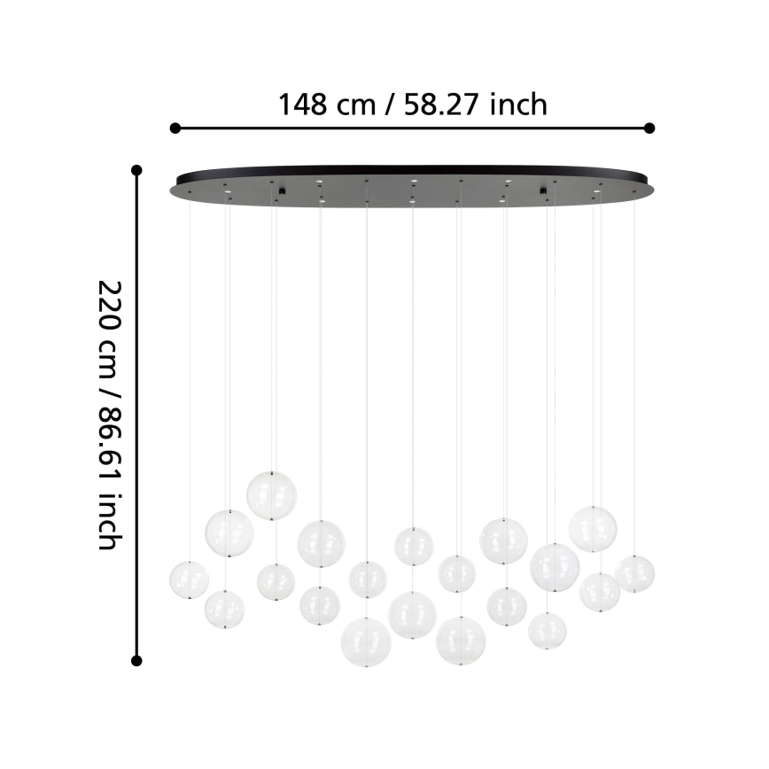Eglo - Candeeiro suspenso LED com regulação 8xLED/4,2W/230V 3000K transparente