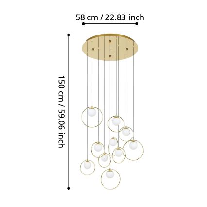 Eglo - Candeeiro suspenso LED com regulação 10xLED/3W/230V 3000K diâmetro 58 cm dourado
