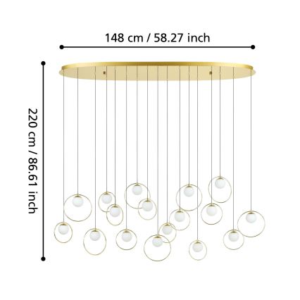 Eglo - Candeeiro suspenso LED com regulação 17xLED/3W/230V 3000K dourado