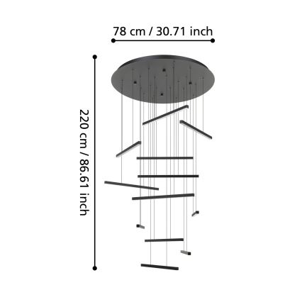 Eglo - Candeeiro suspenso LED com regulação 12xLED/8,4W/230V 3000K preto