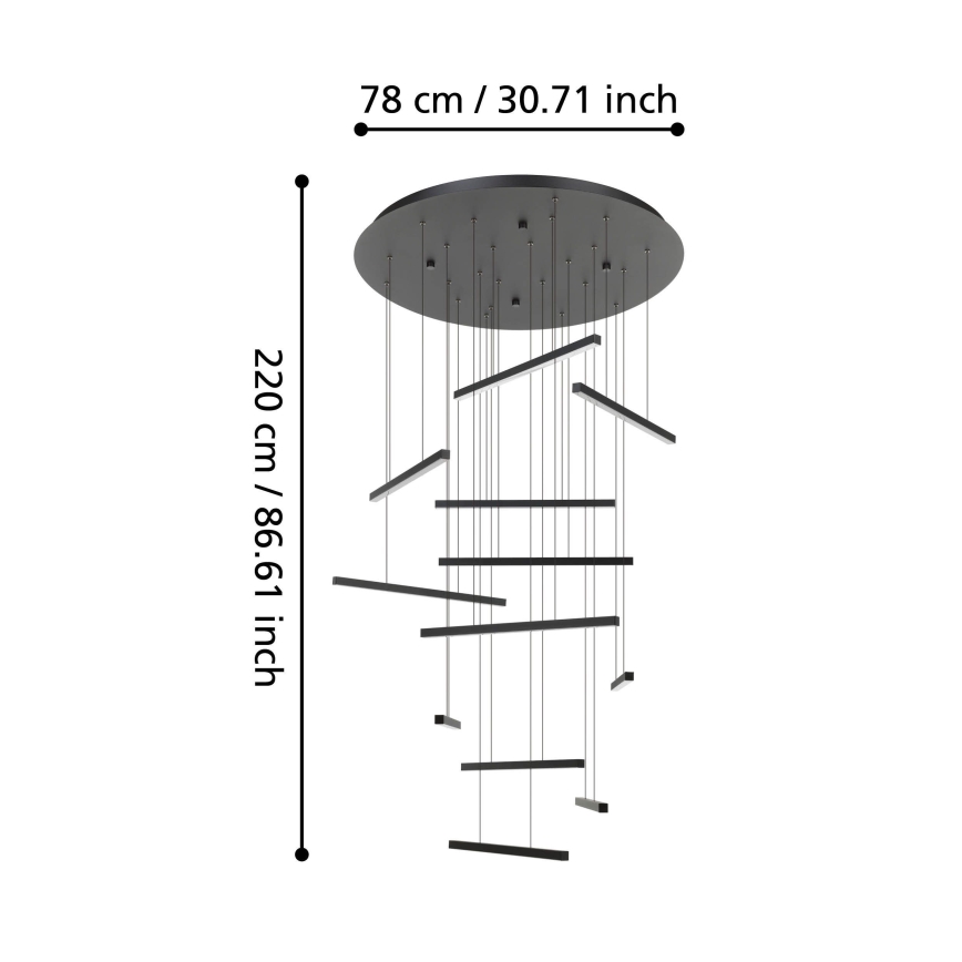 Eglo - Candeeiro suspenso LED com regulação 12xLED/8,4W/230V 3000K preto