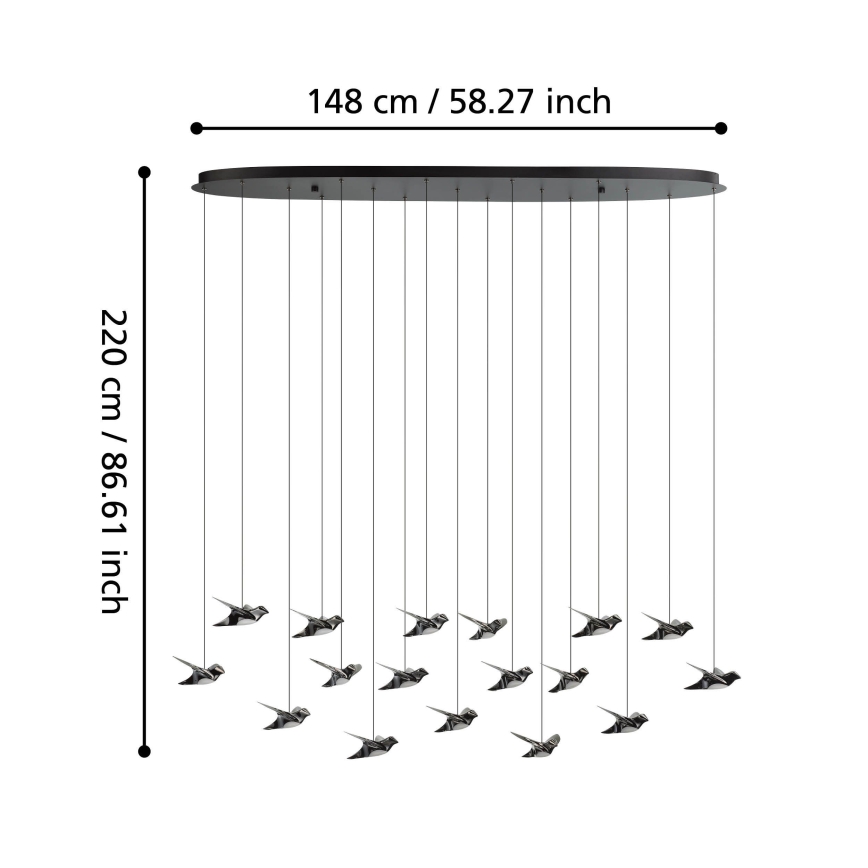 Eglo - Candeeiro suspenso LED com regulação 17xLED/3W/230V 3000K preto