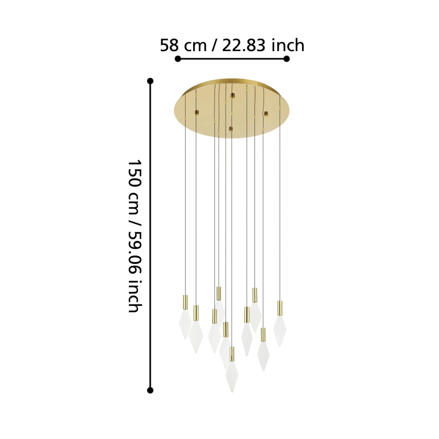 Eglo - Candeeiro suspenso LED com regulação 10xLED/3W/230V 3000K diâmetro 58 cm dourado