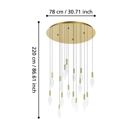 Eglo - Candeeiro suspenso LED com regulação 16xLED/3,3W/230V 3000K diâmetro 78 cm dourado
