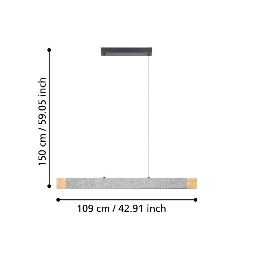 Eglo - Candeeiro suspenso LED com regulação LED/22,2W/230V 3000K castanho/cinzento