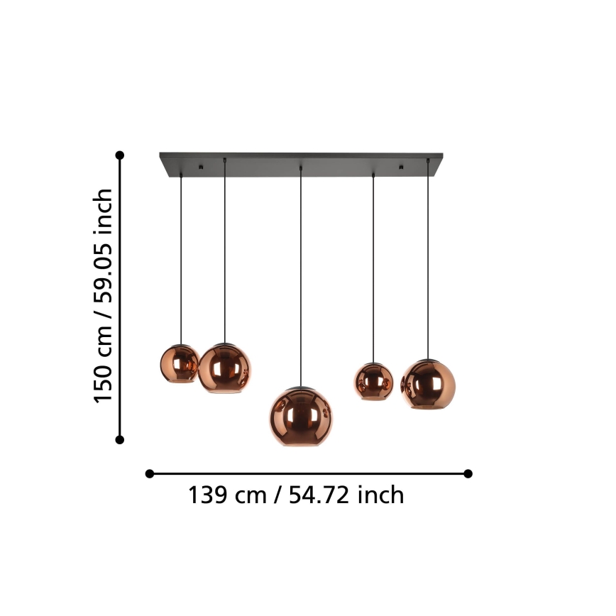 Eglo - Candeeiro suspenso 5xE27/40W/230V cobre