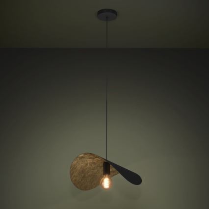 Eglo - Candeeiro suspenso 1xE27/40W/230V 53 cm preto/dourado