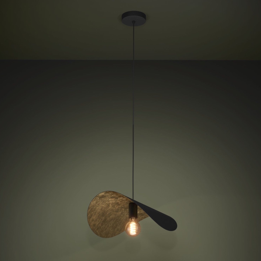 Eglo - Candeeiro suspenso 1xE27/40W/230V 53 cm preto/dourado