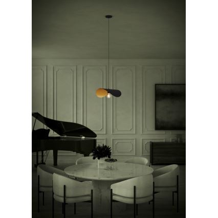 Eglo - Candeeiro suspenso 1xE27/40W/230V 53 cm preto/dourado