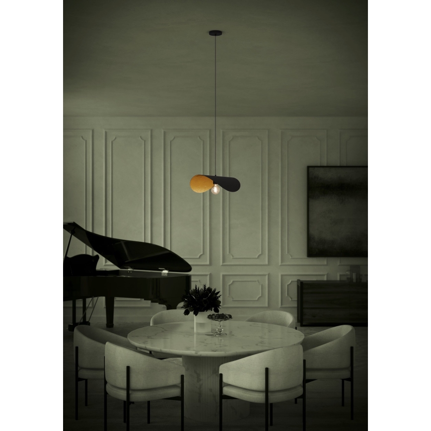 Eglo - Candeeiro suspenso 1xE27/40W/230V 53 cm preto/dourado