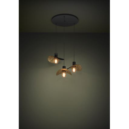 Eglo - Candeeiro suspenso 3xE27/40W/230V preto/dourado