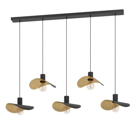Eglo - Candeeiro suspenso 5xE27/40W/230V preto/dourado