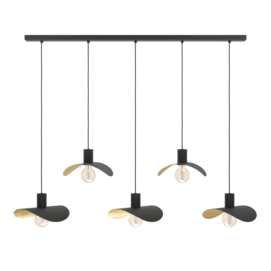 Eglo - Candeeiro suspenso 5xE27/40W/230V preto/dourado