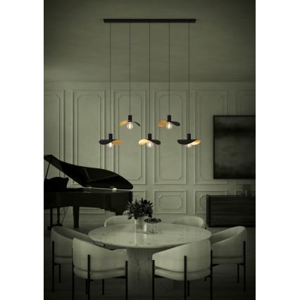 Eglo - Candeeiro suspenso 5xE27/40W/230V preto/dourado