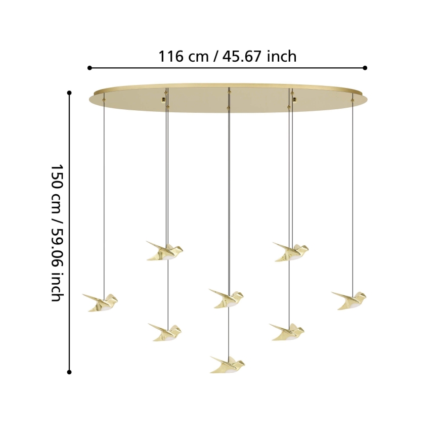 Eglo - Candeeiro suspenso LED com regulação 8xLED/4,2W/230V 3000K dourado