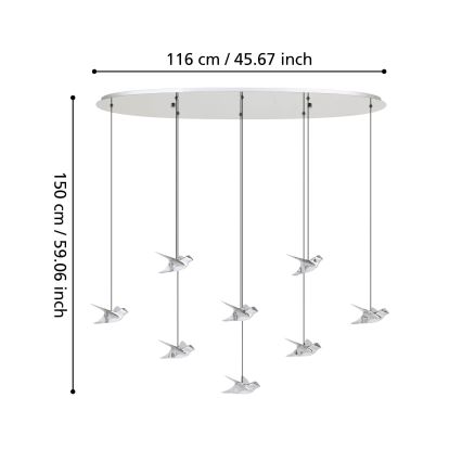 Eglo - Candeeiro suspenso LED com regulação 8xLED/4,2W/230V 3000K cromado brilhante