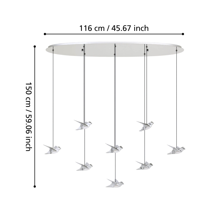 Eglo - Candeeiro suspenso LED com regulação 8xLED/4,2W/230V 3000K cromado brilhante