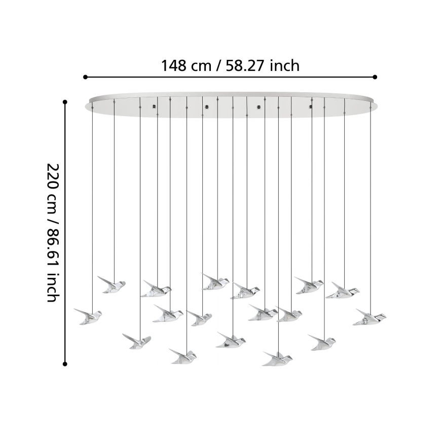 Eglo - Candeeiro suspenso LED com regulação 17xLED/3W/230V 3000K cromado brilhante