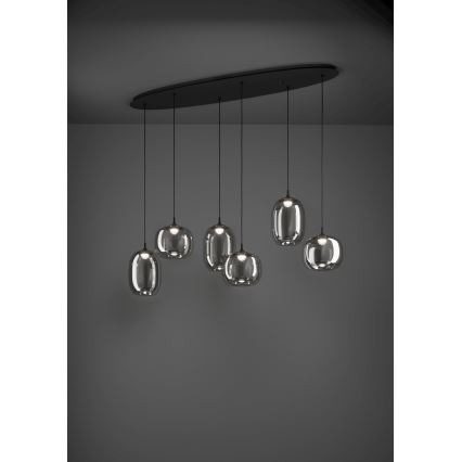 Eglo - Candeeiro suspenso LED com regulação 6xLED/3,7W/230V 2700-6500K fumado + comando