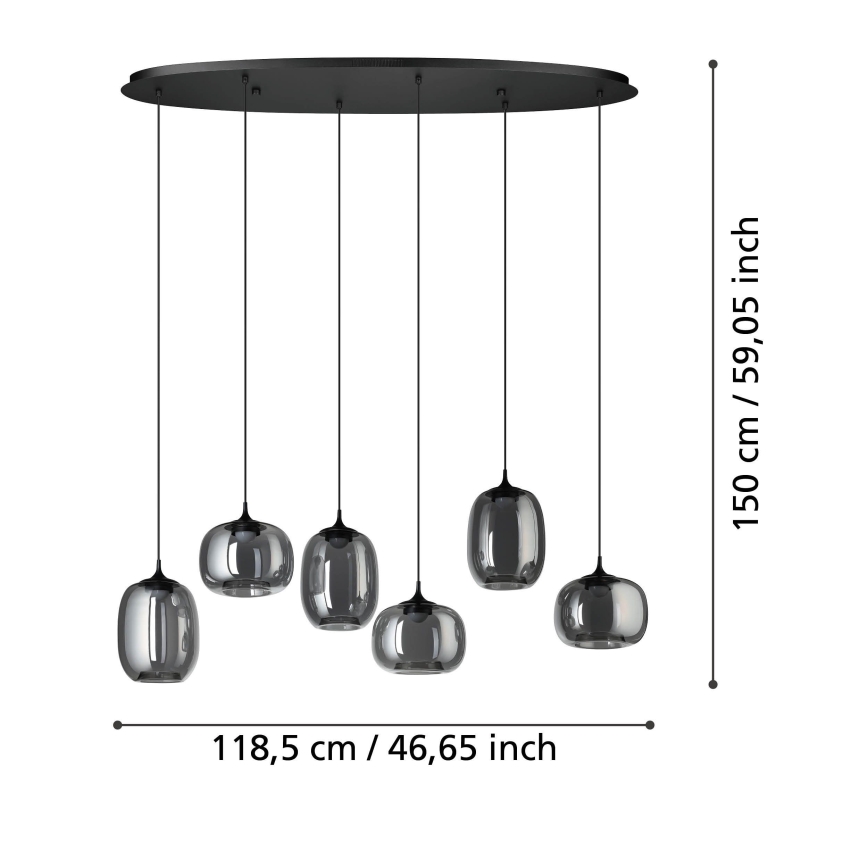 Eglo - Candeeiro suspenso LED com regulação 6xLED/3,7W/230V 2700-6500K fumado + comando