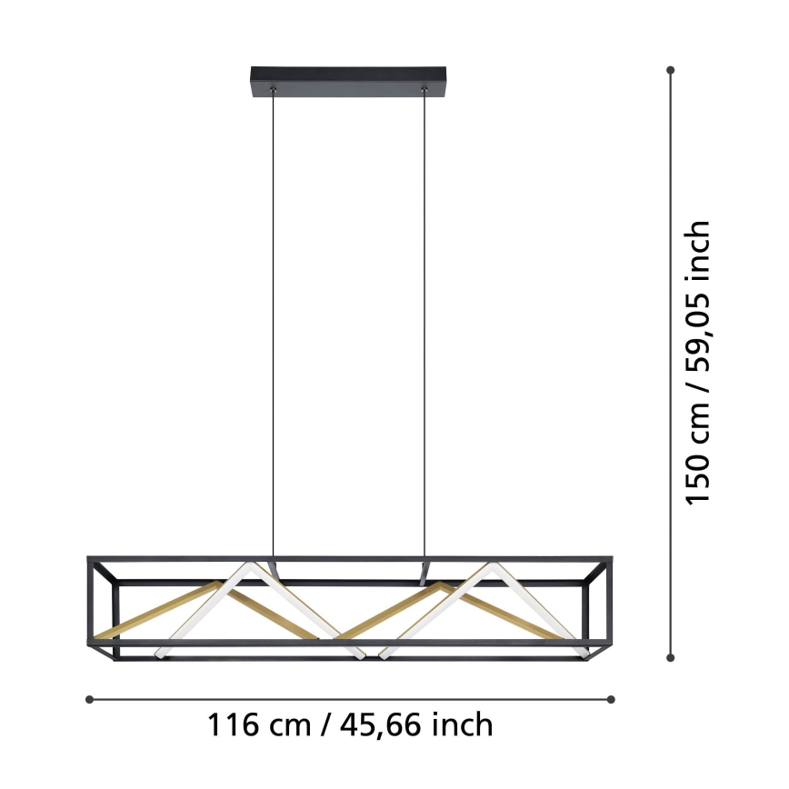 Eglo - Candeeiro suspenso LED com regulação LED/46W/230V 2700-6500K preto/dourado + comando