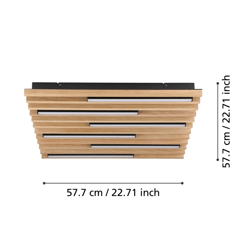 Eglo - Iluminação de teto LED com regulação 6xLED/8,5W/230V 3000K 57,5x57,5 cm castanho