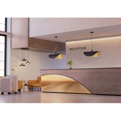 Eglo - Candeeiro suspenso 1xE27/40W/230V 80 cm preto/dourado