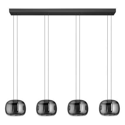 Eglo - Lustre LED regulável suspenso por cabo 4xLED/5,8W/230V preto/fumado